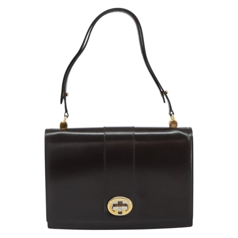 Gucci Leather Shoulder Bag Dark Brown
